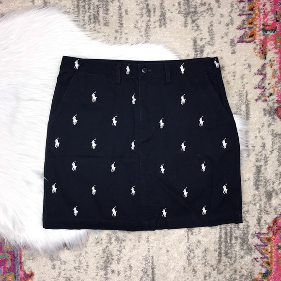 Ralph Lauren Sport Navy White Logo Print Skirt - Picture 1 of 6